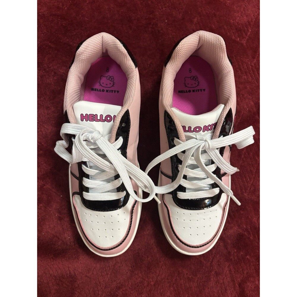 Hello Kitty Pink And Black Court Sneaker Shoes Women’s Size 8 Mint Condition